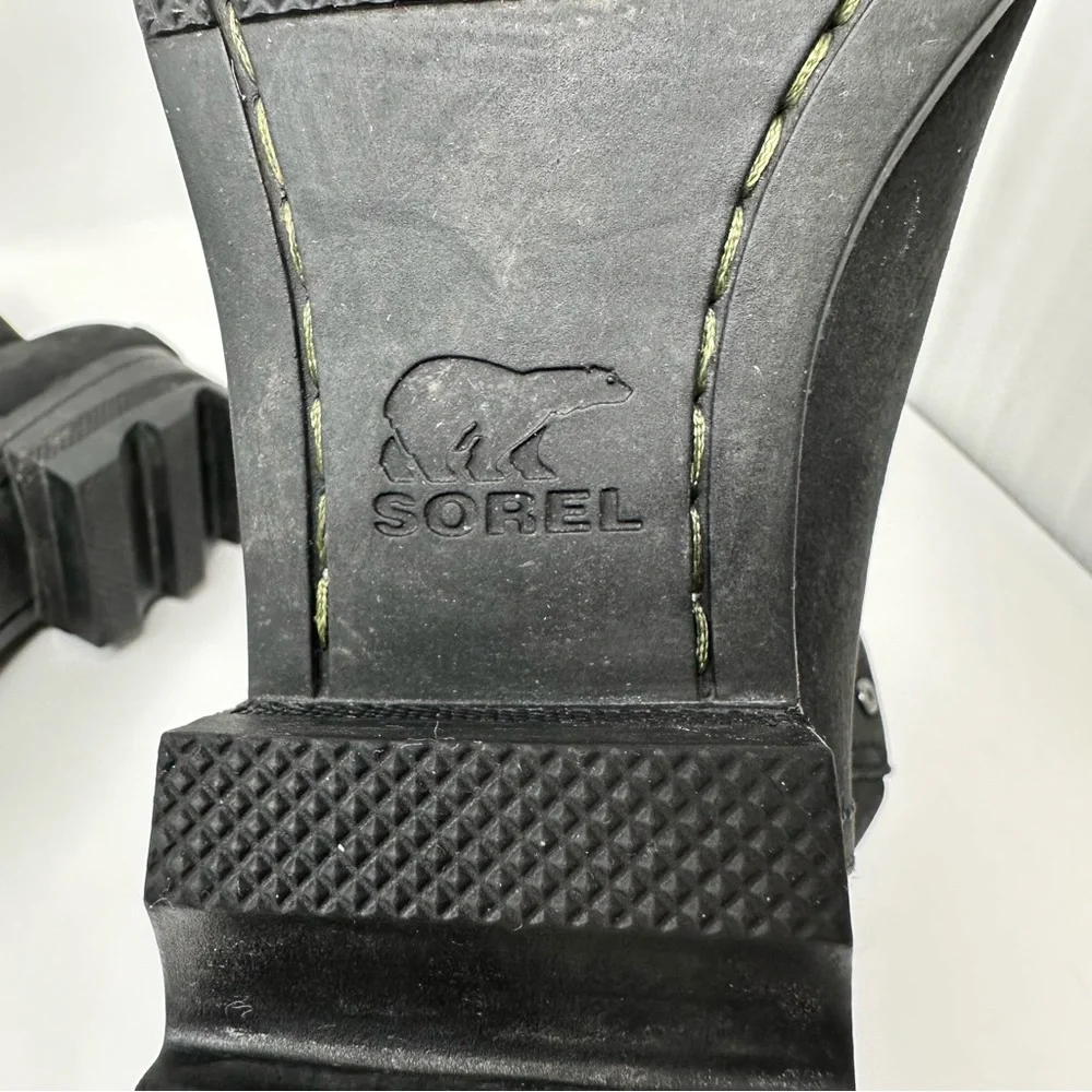 Sorel Danica Leather Side Zip Ankle Boots Black Size 8